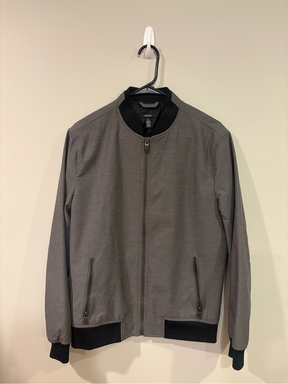Alfani Gray Bomber Jacket with Black Trim